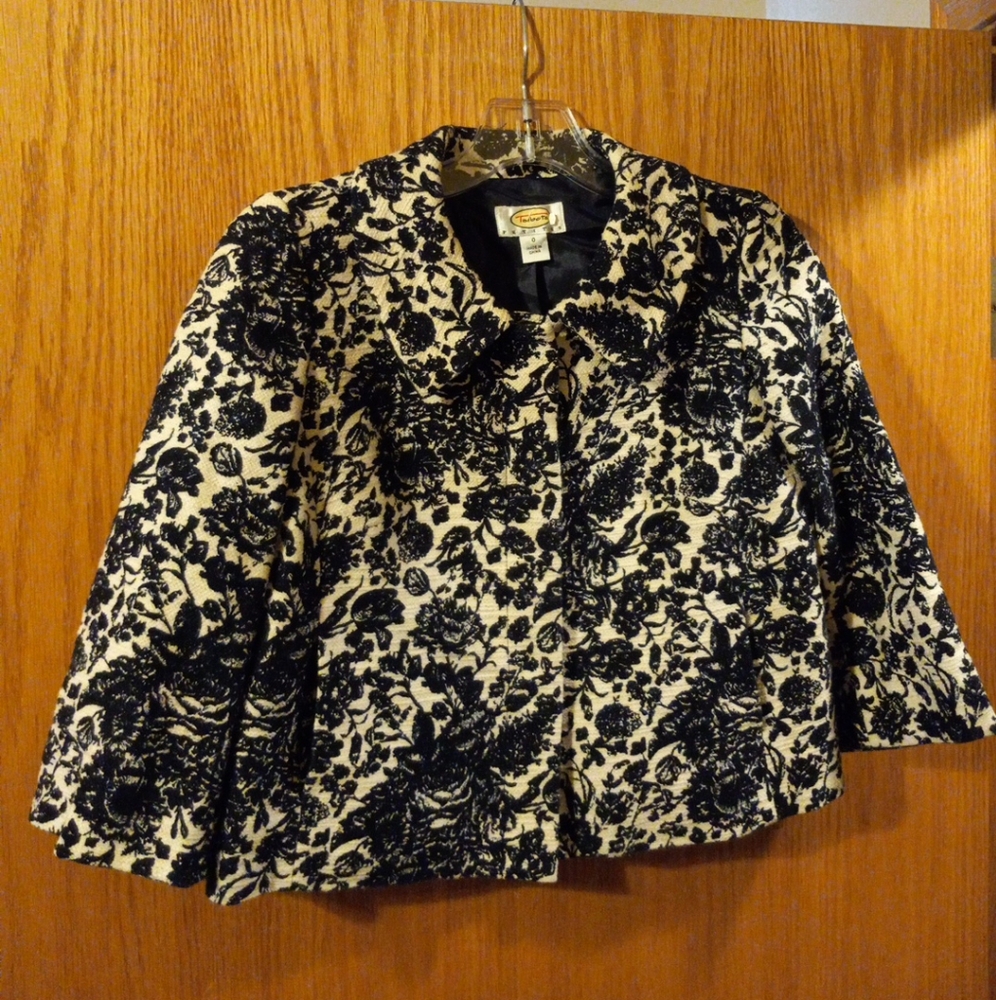 womens talbots paisley print blazer textured floral sz 0 lined 19 long 17 armpit